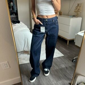 Topshop Dark Blue Straight Leg Jeans